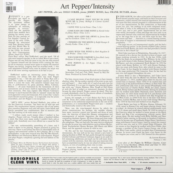 Art Pepper ?¨C Intensity