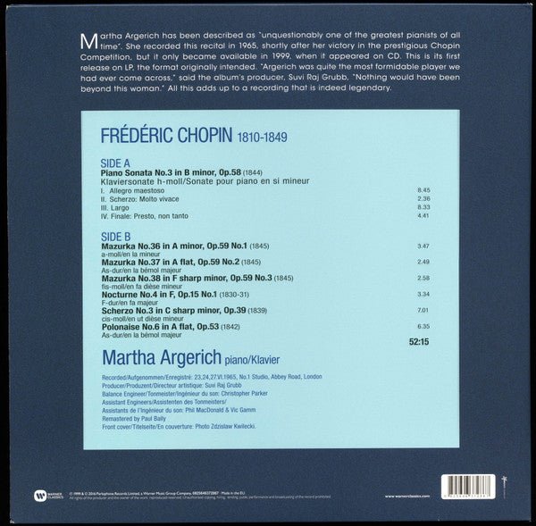 Chopin / Martha Argerich - Legendary 1965 Recording  (New Vinyl LP)