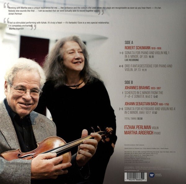 Itzhak Perlman & Martha Argerich - Bach & Schumann  (New Vinyl LP)