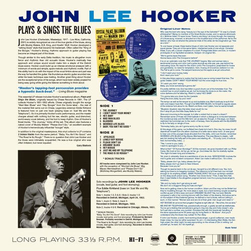 John Lee Hooker - Plays & Sings The Blues [With Bonus Tracks] [Import]  (New Vinyl LP)